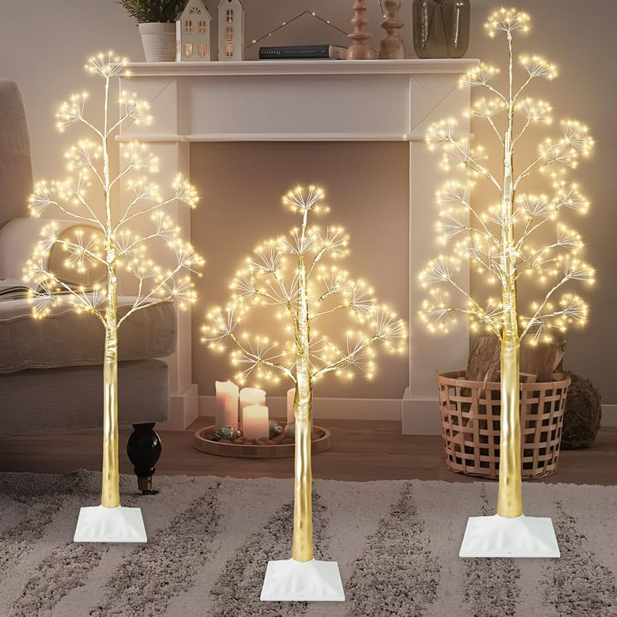 Amazon.com: TORONTOKYO Set of 3 Lighted Birch Tree, 3 feet 4